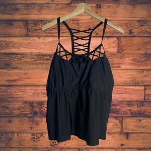 Time and Tru Black Tankini Swimsuit Top 1X (16W-18W)